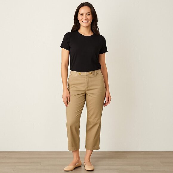 Talbots Pants - Talbots Womens Petite Tan Cotton Stretch Capris Pants Size 10P